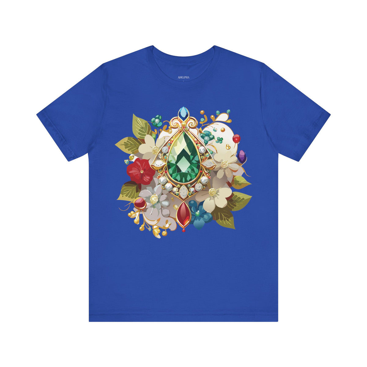 Jewelry Graphic Unisex Cotton Bella+Canvas Tee with Gemstones Art Design m45