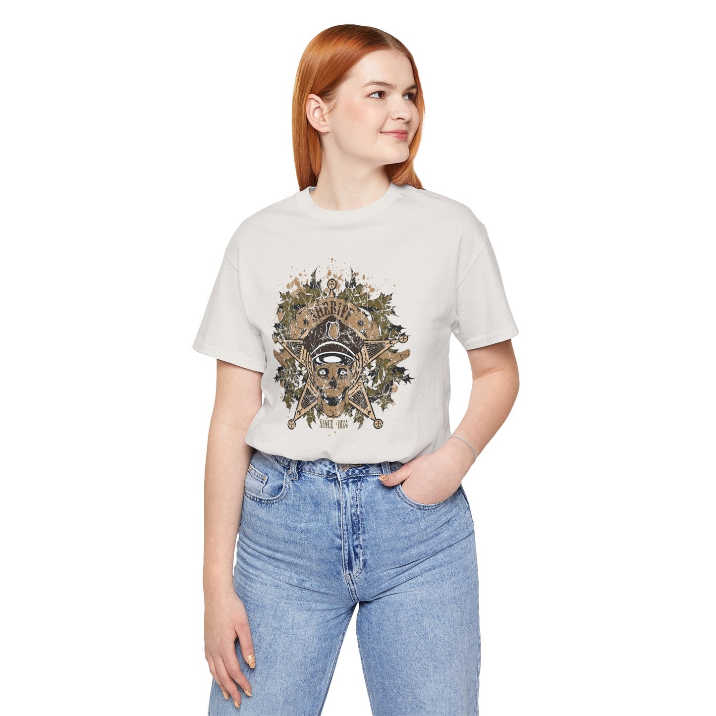 Skull Floral Emblem Graphic Unisex Cotton Tee Art-45