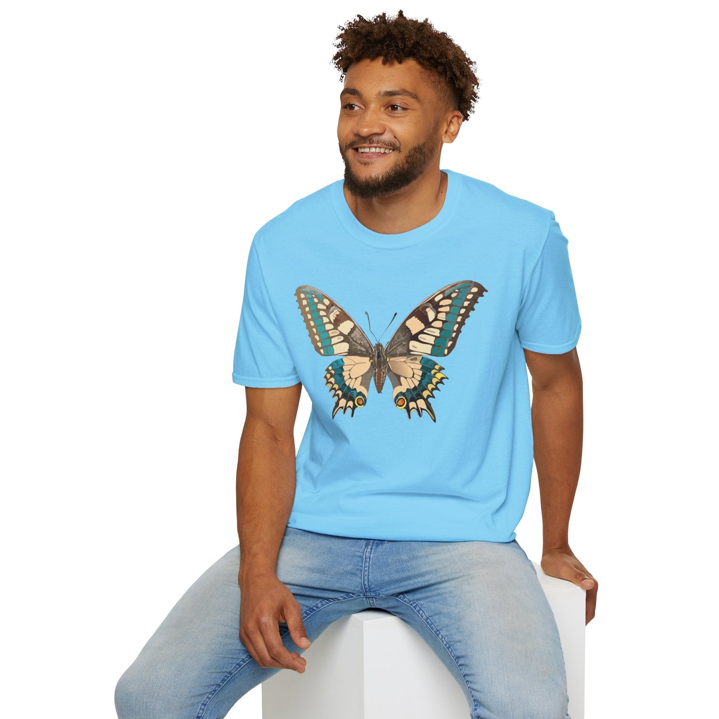 Unisex Butterfly T Shirt Softstyle 64000 Ring Spun Cotton Lightweight Tee Breathable Everyday Comfort
