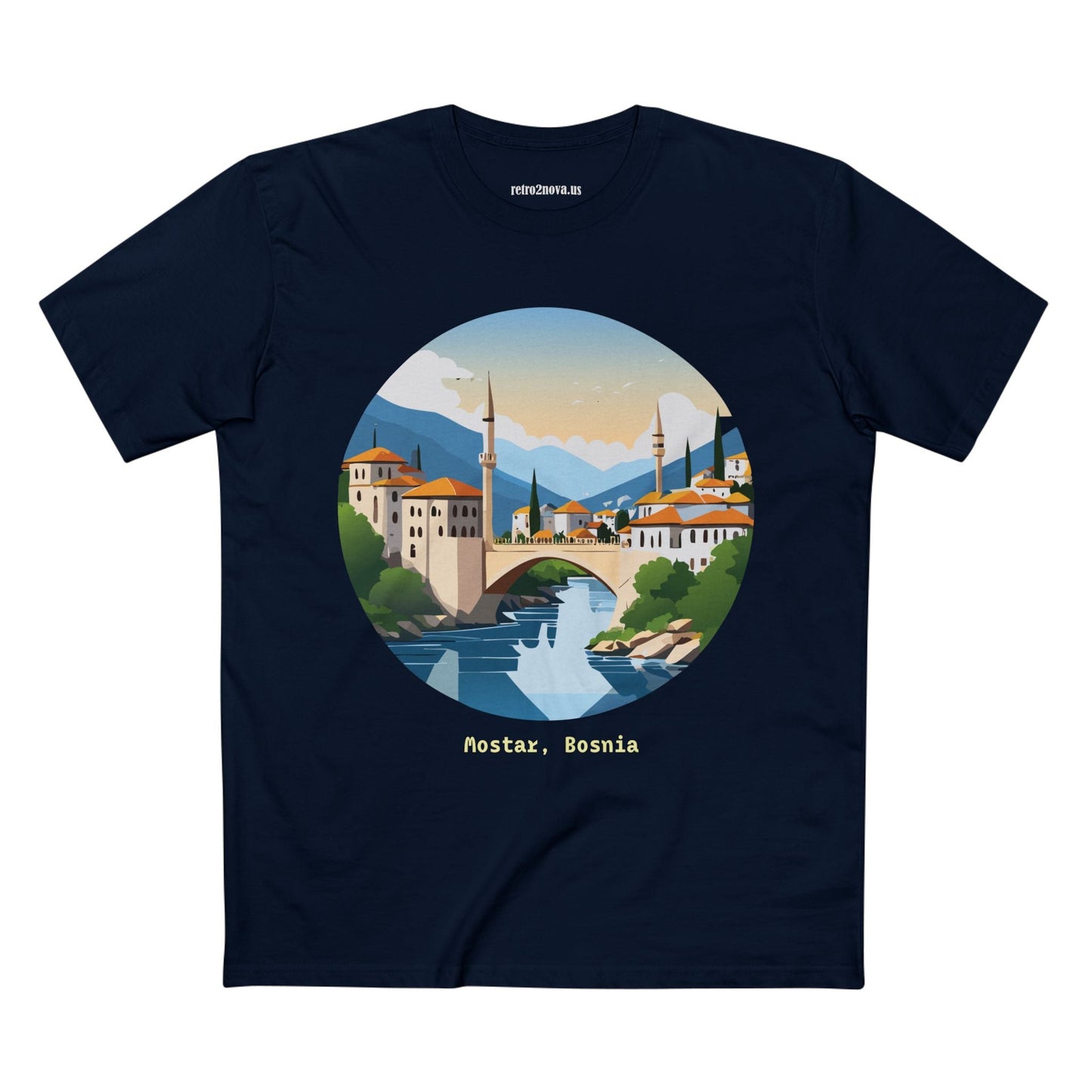 Unisex Travel Shirt Bosnia Edition Tee With Original Art Design By Retro2Nova Premium Cotton