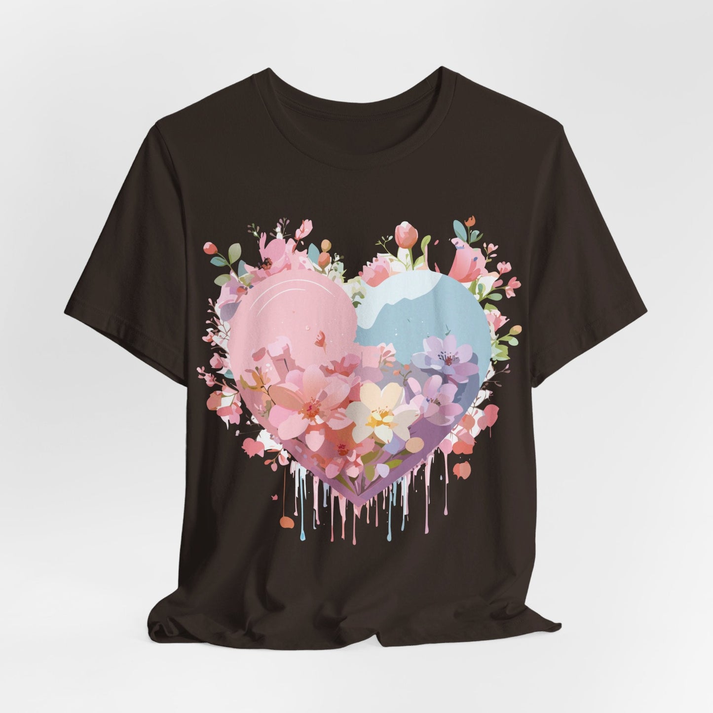Valentine Day Graphic Unisex 100 Cotton Vintage Artwork with Love and Flower Design Tee 30
