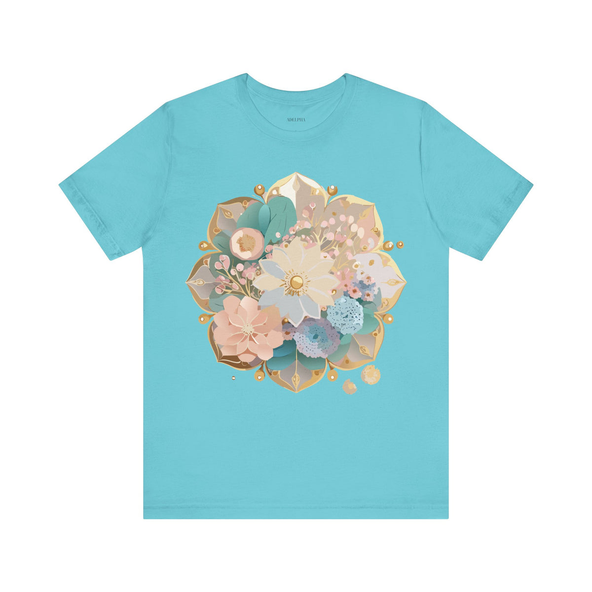 Mandala Graphic Unisex Cotton Bella+Canvas Tee with Floral Art Design d21
