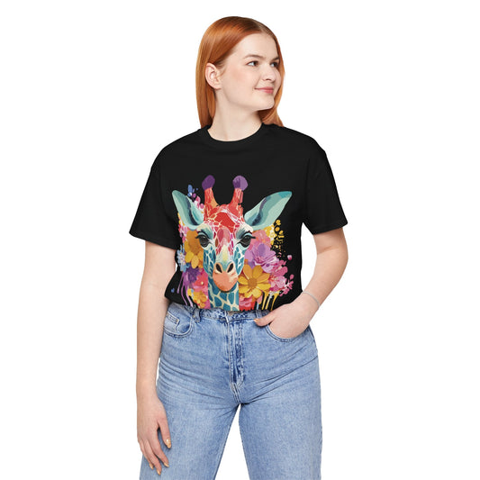 Giraffe Graphic Unisex 100 Cotton Vintage Animal Art T-Shirt 4