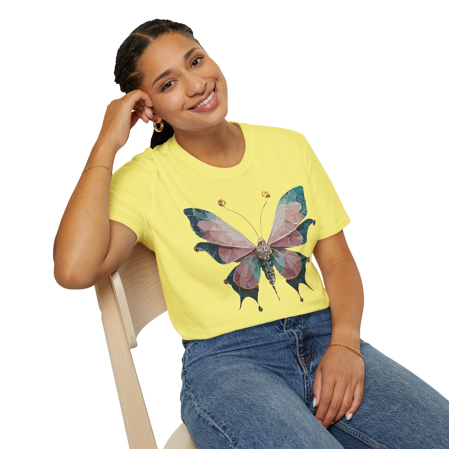 Butterfly Shirt Unisex T Shirt Monarch Print Gildan Softstyle 64000 100 Percent Ring Spun Cotton