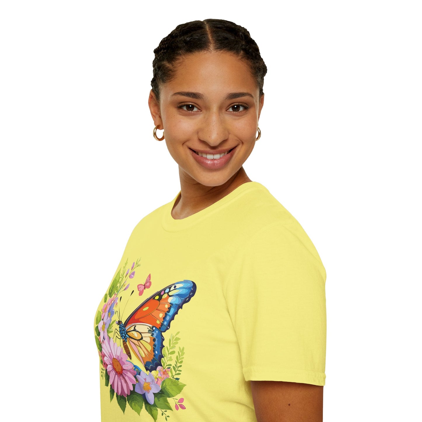 Butterfly T Shirt Unisex Short Sleeve Gildan Softstyle 64000 Monarch Butterfly Design Graphic