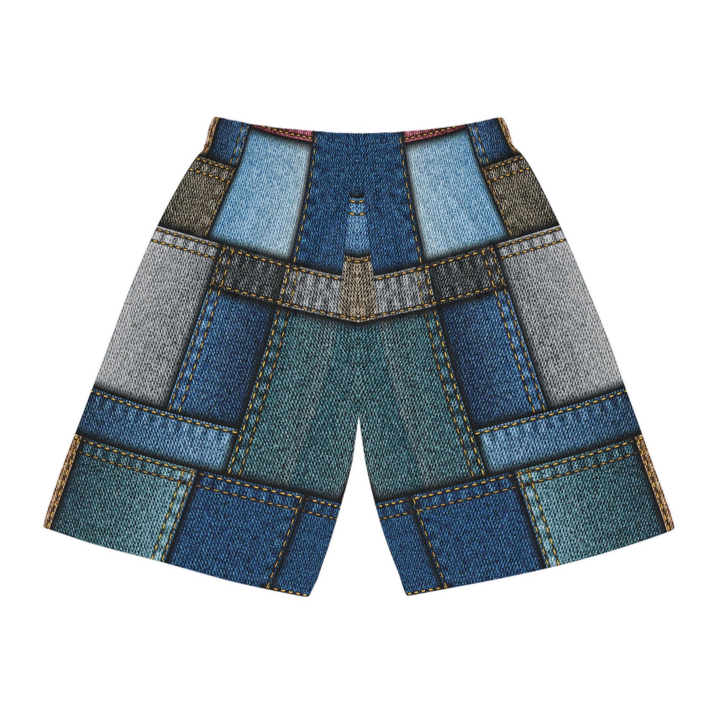 Denim Print Basketball Shorts, Basketball Shorts with Denim Print 2