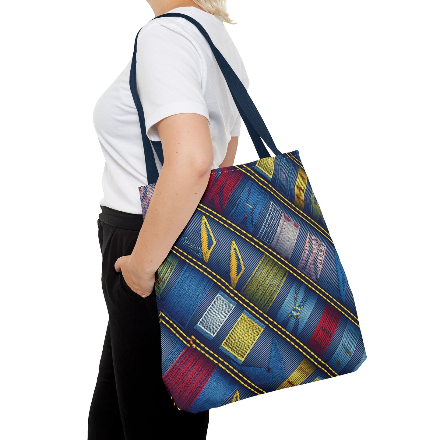 Denim Fabric Imitation Print Unisex Canvas Bag Poly Spun 3 Sizes Tote Bag 189