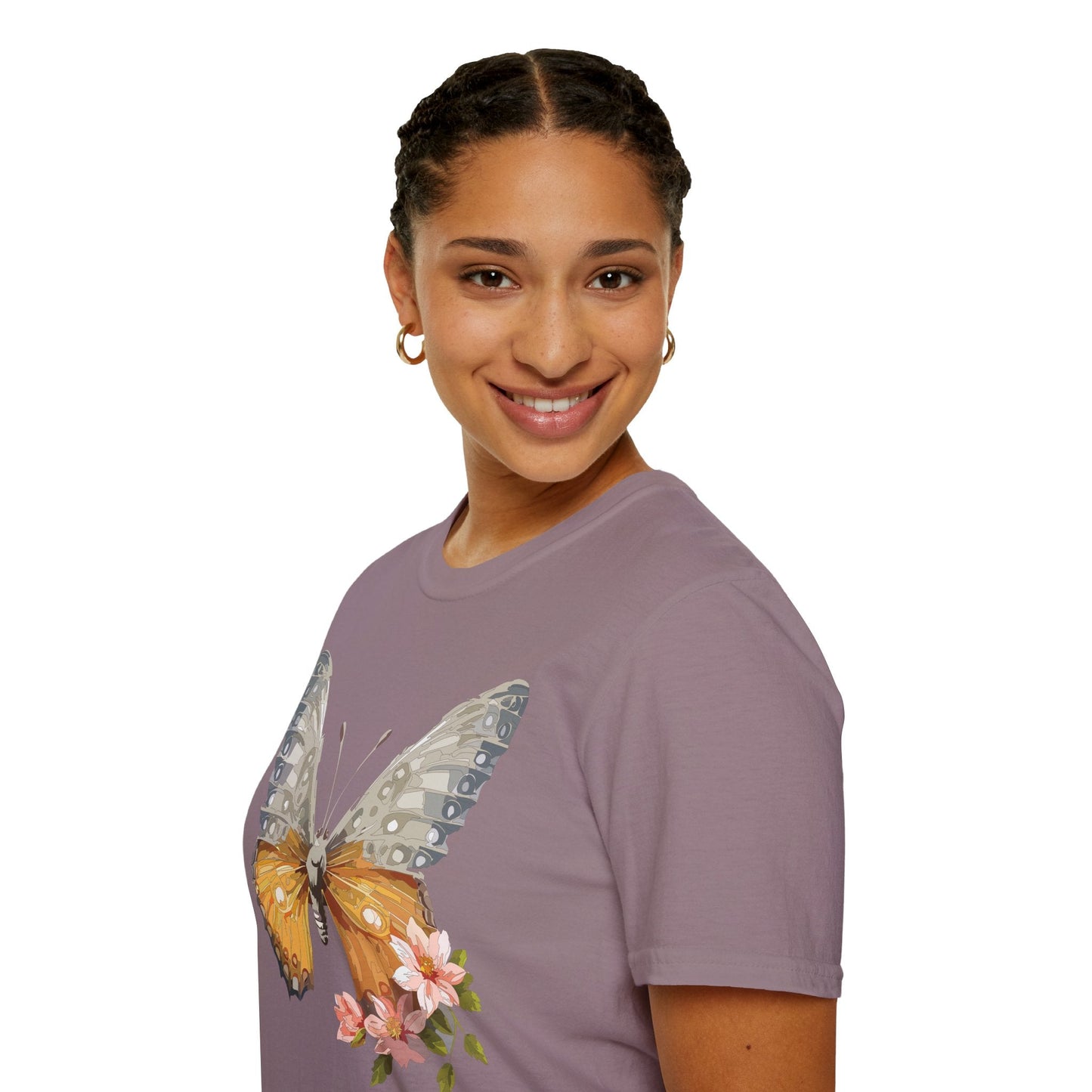 Unisex Butterfly T Shirt Monarch Print Softstyle Cotton Tee Gildan 64000 Lightweight Comfort