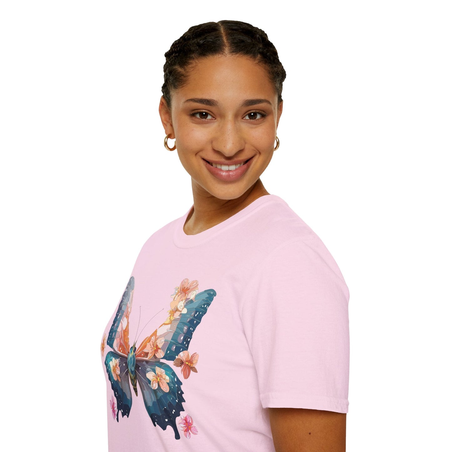 Butterfly Shirt Unisex T Shirt Monarch Print Gildan Softstyle 64000 Ring Spun Cotton Tee