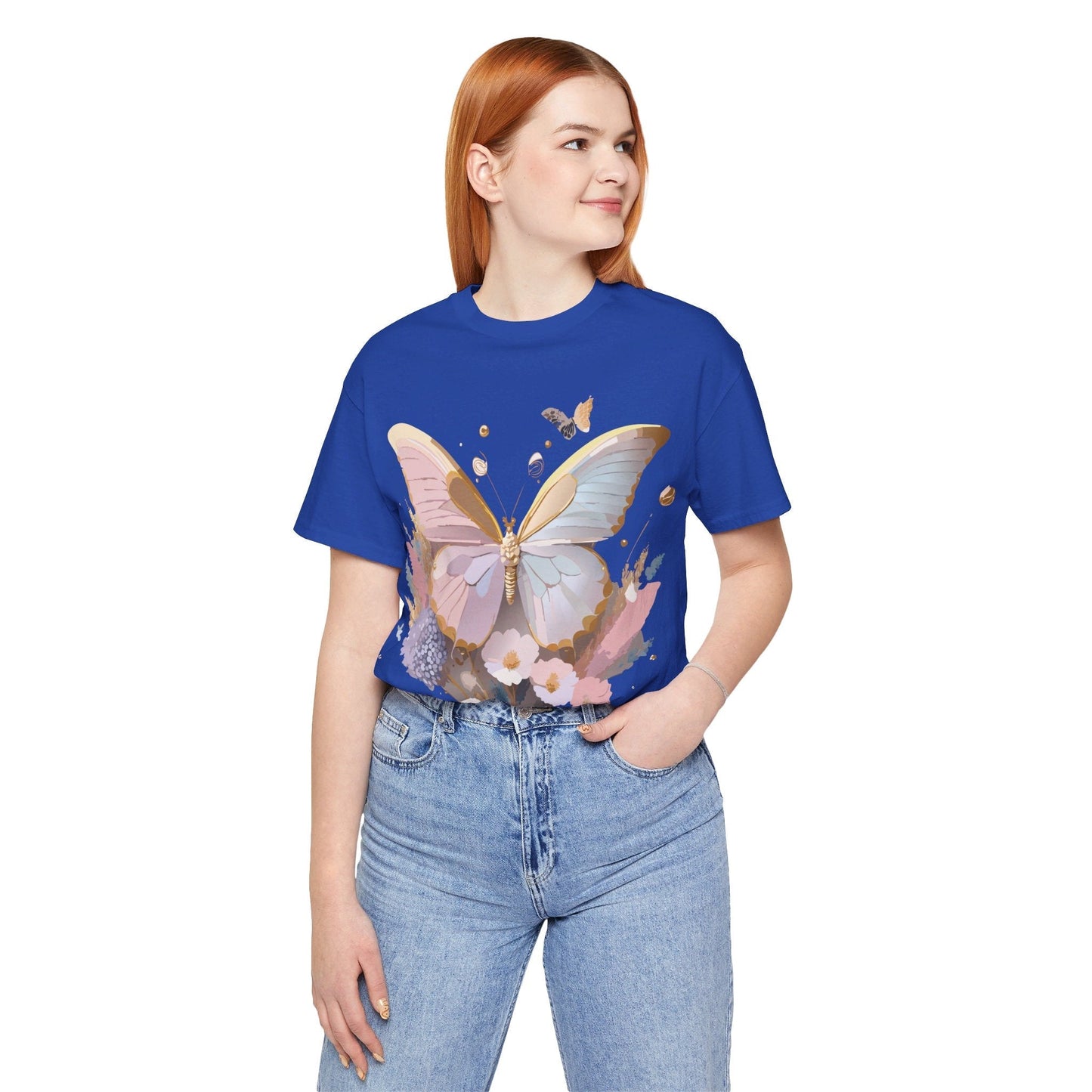Butterfly Graphic Unisex 100 Cotton Lightweight Vintage Floral Design Jersey Tee 12