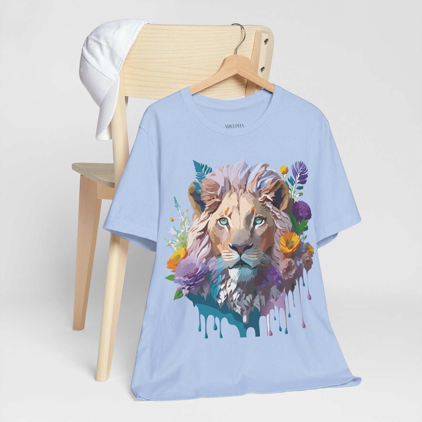 Lion Graphic Tee Unisex Short Sleeve Shirt With Vintage Inspired Artwork By Adelpha