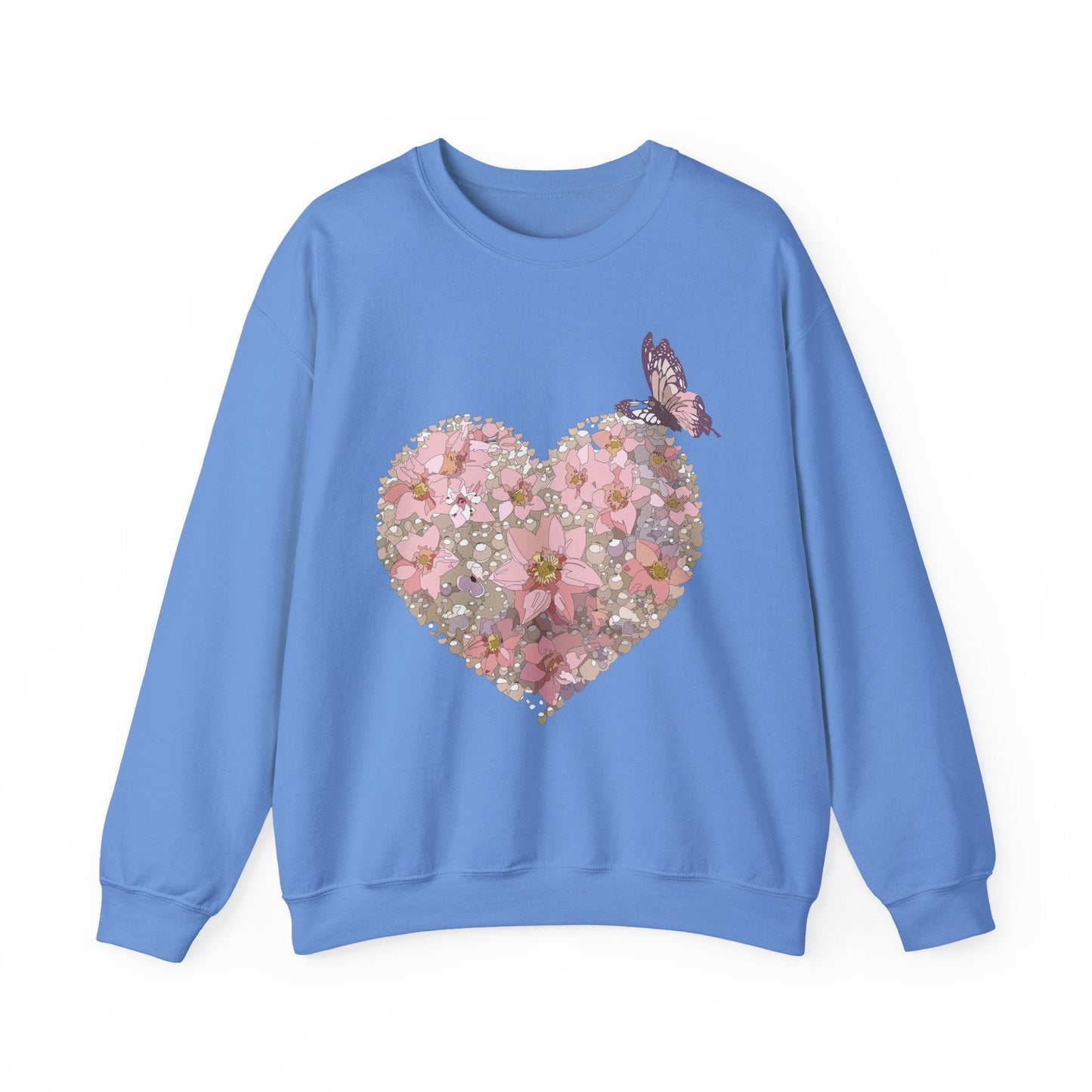 Unisex Floral Heart Sweatshirt Floral Love Valentines Day Gildan 18000 Heavy Blend Crewneck
