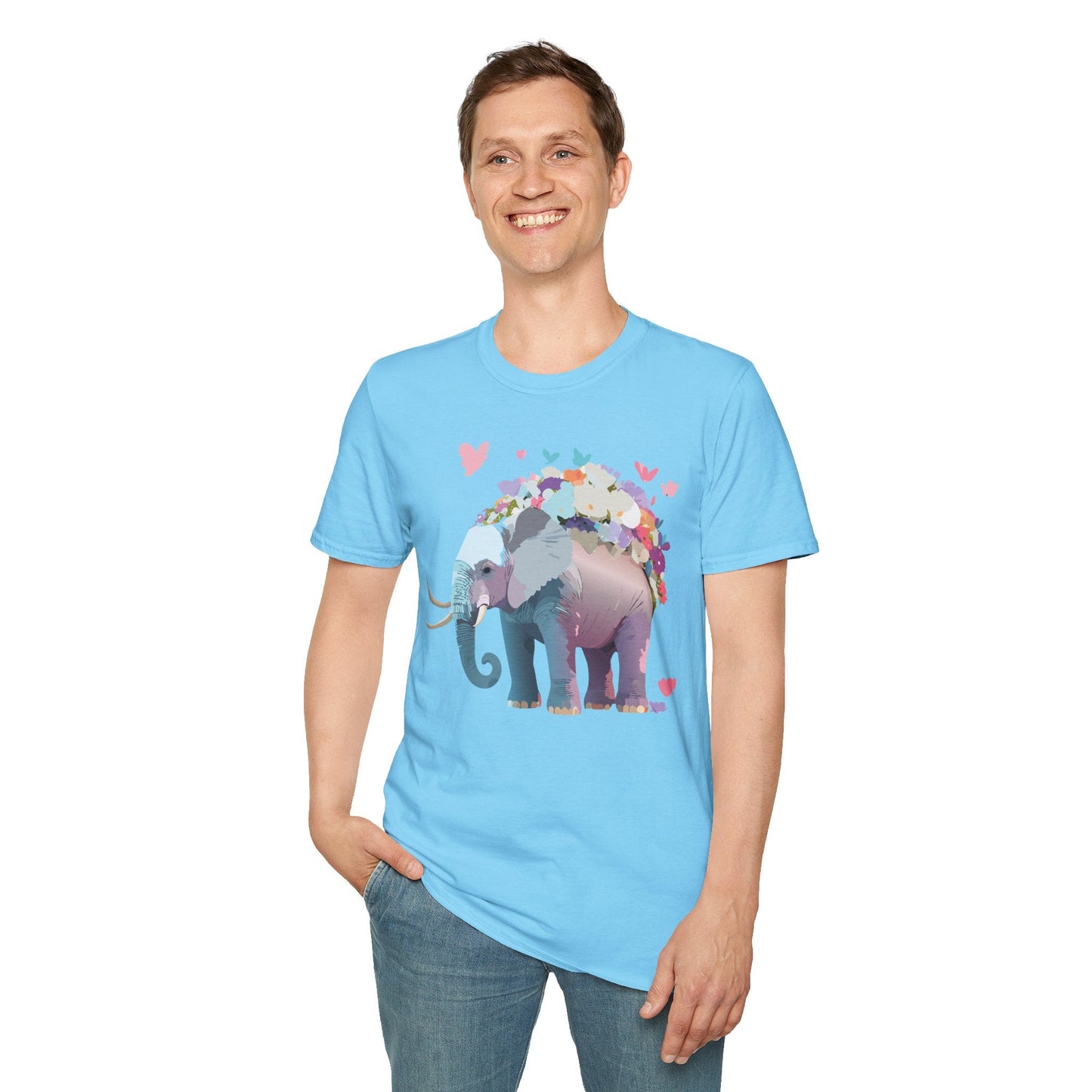 Elephant Graphic T Shirt Unisex Cotton Softstyle Tee Gildan 64000 Elephant Design For Animal Lovers