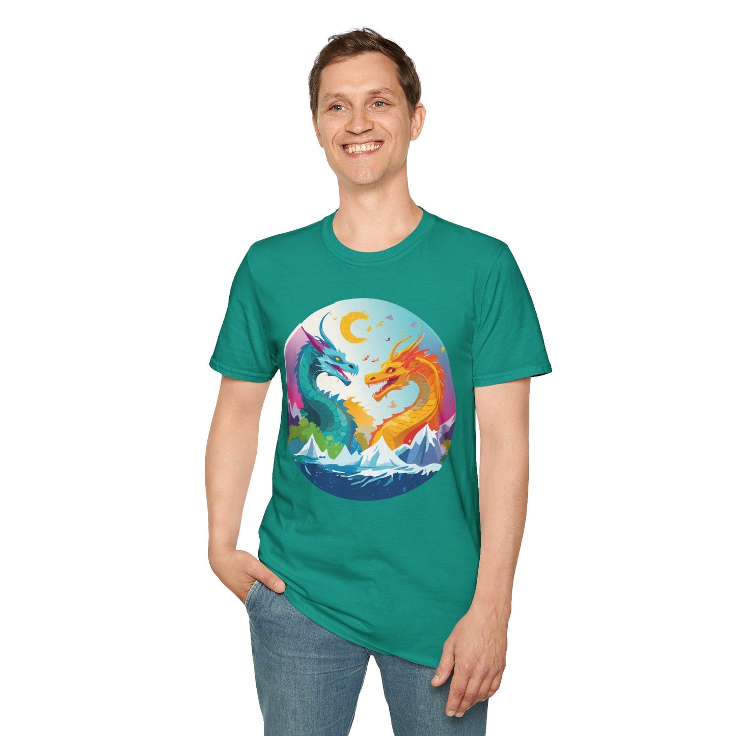 Dragon T Shirt Unisex Gildan Softstyle 64000 Tee Dragon Artwork Animal Print Shirt