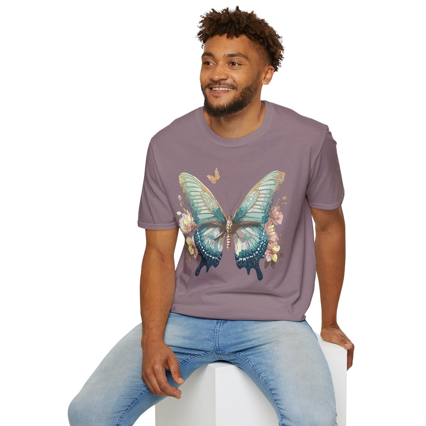 Butterfly Print Unisex T Shirt Monarch Design Softstyle 64000 Gildan Cotton Tee Quality