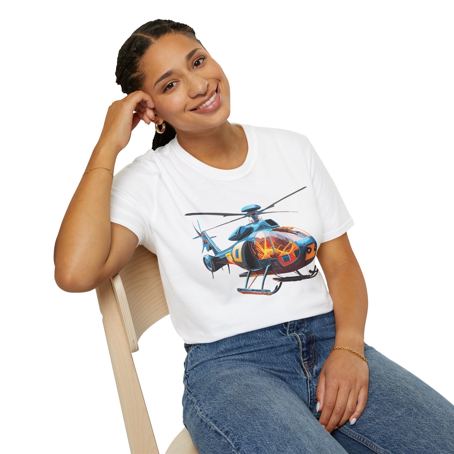 Helicopter Chopper Shirt Unisex Gildan Softstyle 64000 Short Sleeve Tee For Everyday Wear