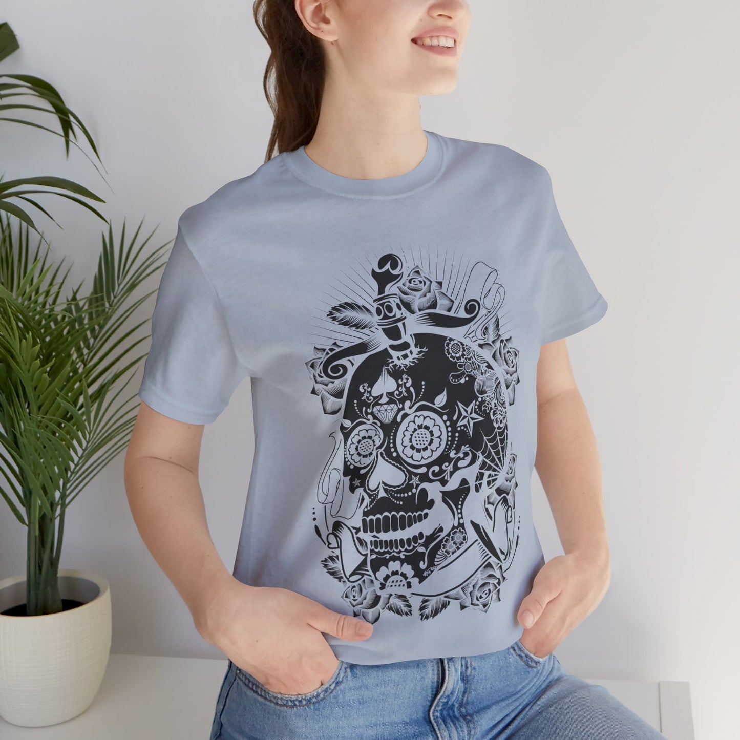 Unisex Cotton Tee Shirt with Skull