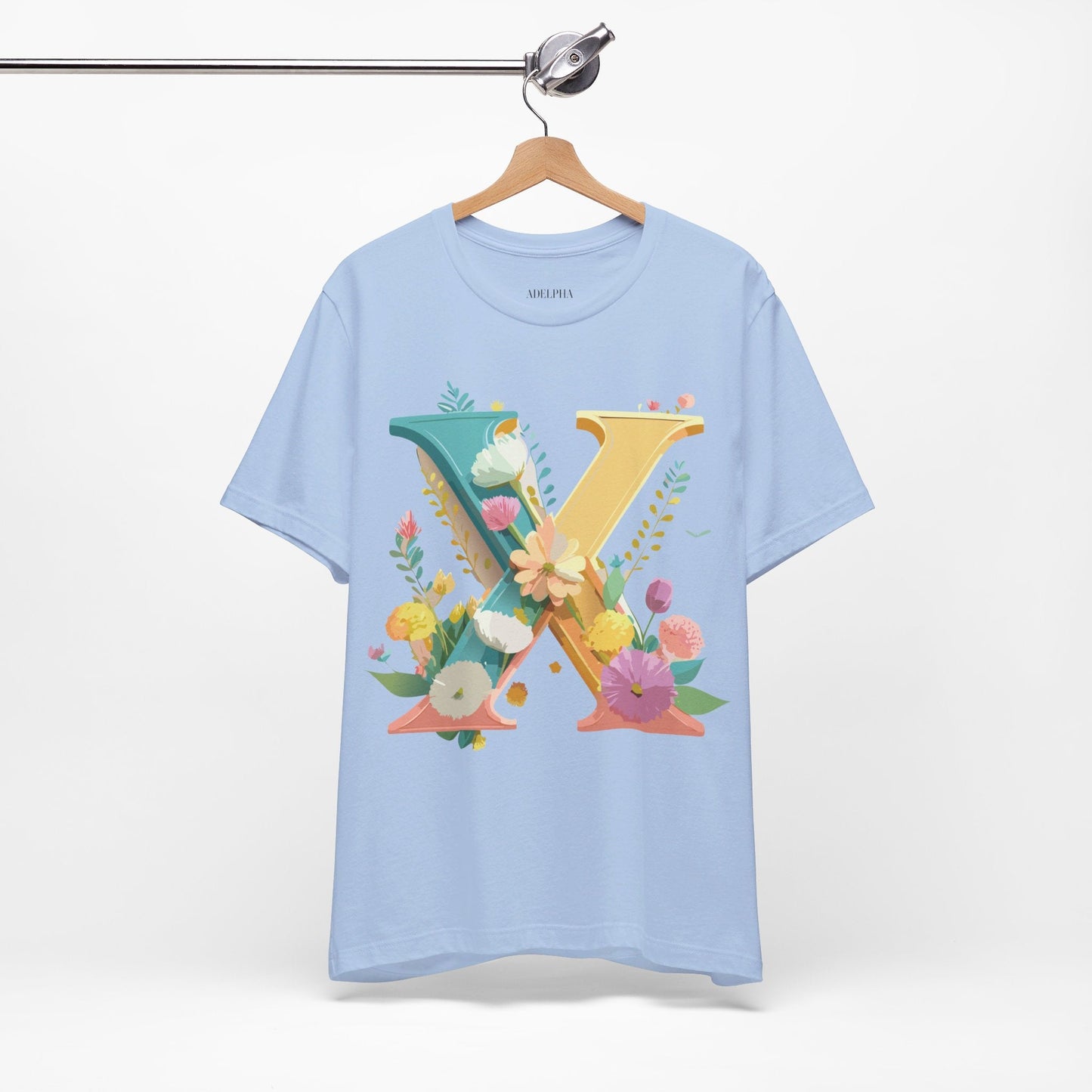 Letter X Shirt Unisex Graphic Tee Premium Vintage Inspired Adelpha Artwork Short Sleeve