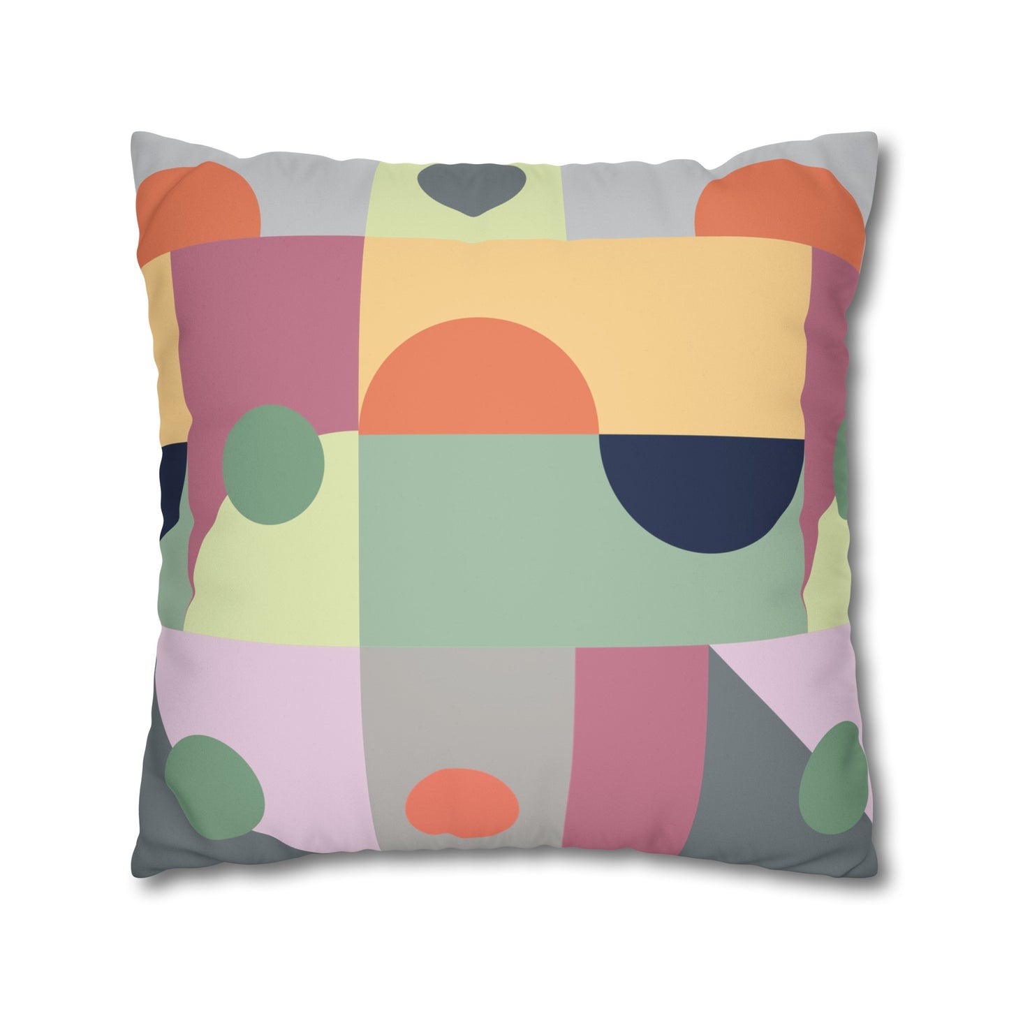 Faux Suede Pillowcase with Abstract print