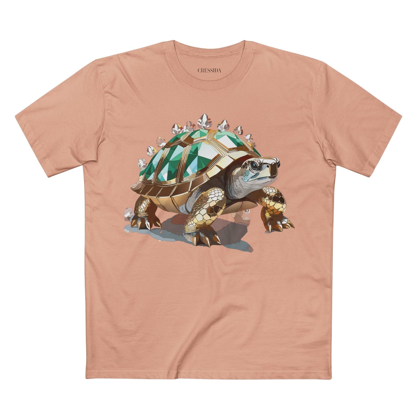 Turtle Graphic Unisex 100 Cotton Tee With Unique Animal Golden Medallion Art Design 33