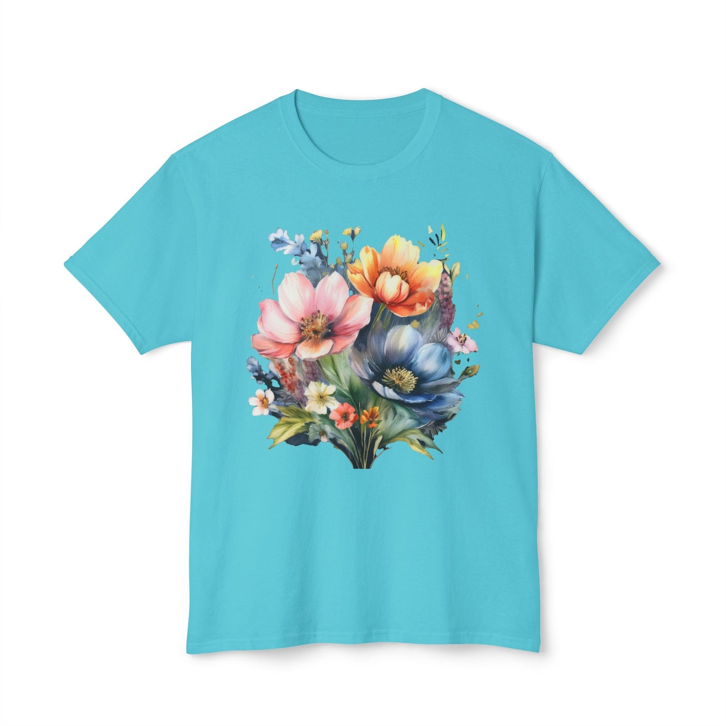 Floral T Shirt With Full Color Art Print Unisex HD Cotton Designed And Printed In USA