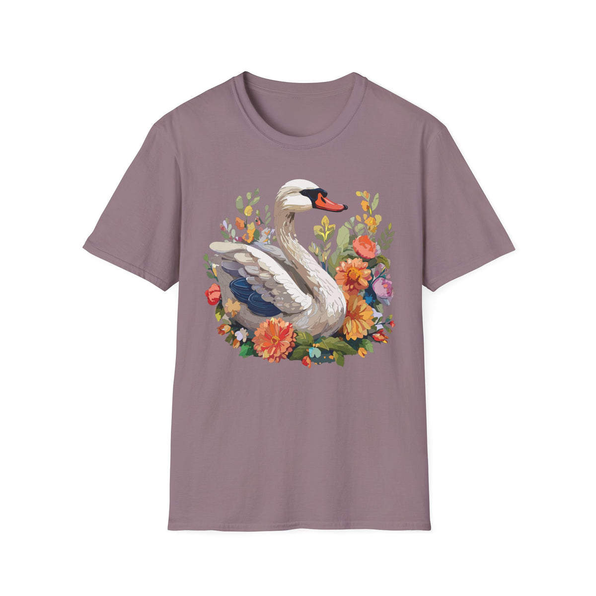 Swan Floral Illustration T-Shirt | Swans, Flowers, Botanical Art
