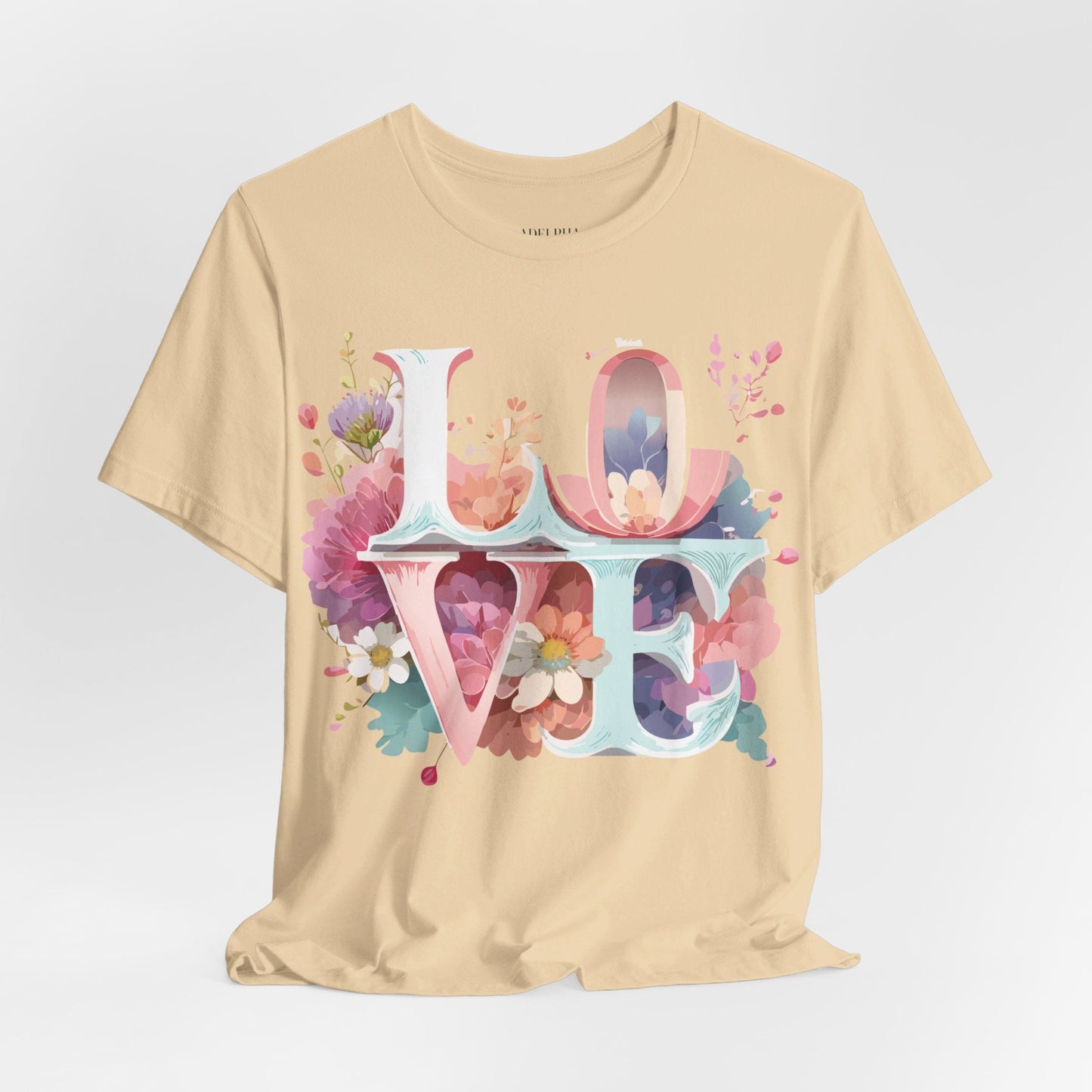 Valentine Day Graphic Unisex 100 Cotton Vintage Artwork with Love and Flower Design Tee 59