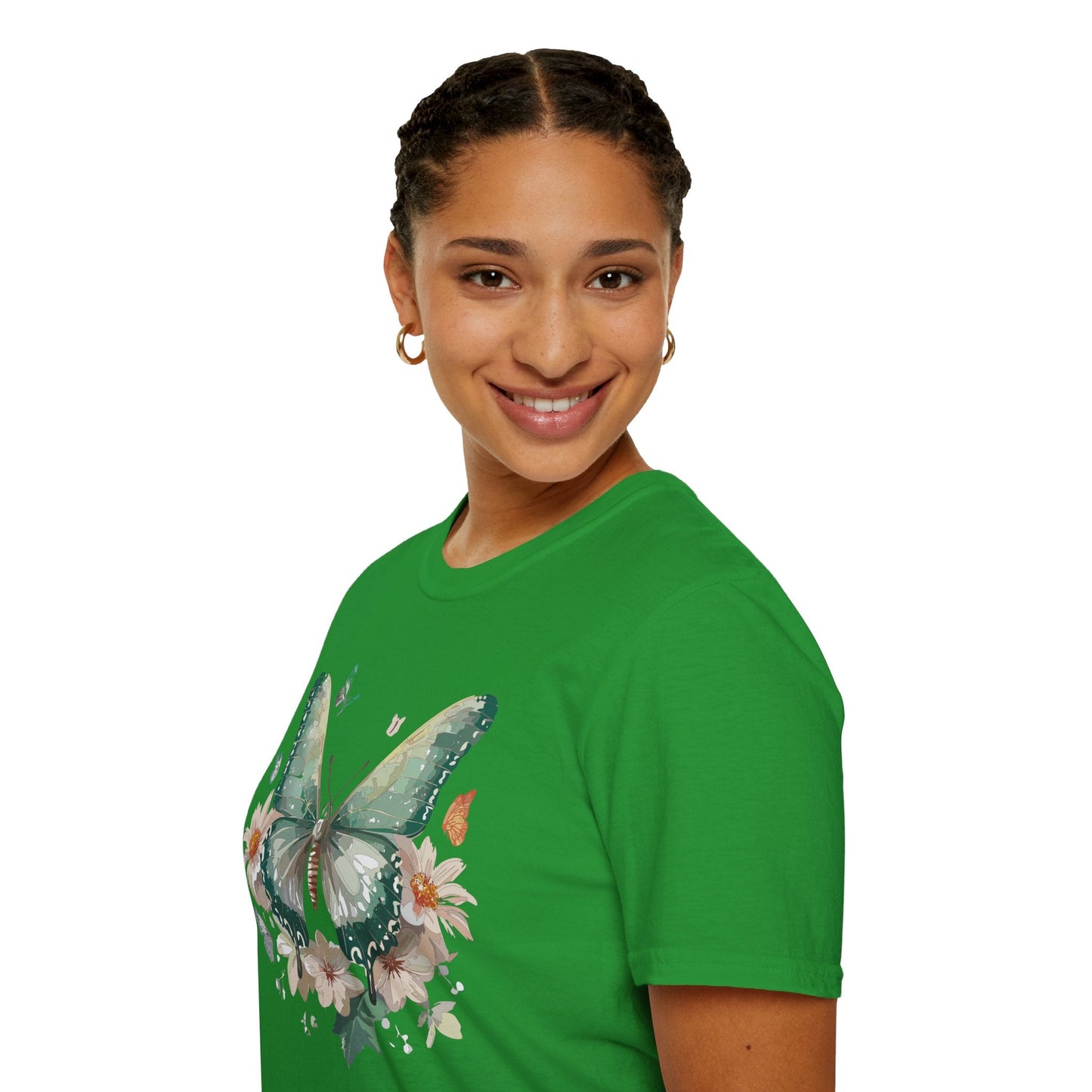 Butterfly T Shirt Unisex Softstyle Tee 100 Percent Ring Spun Cotton Monarch Design Premium Comfort