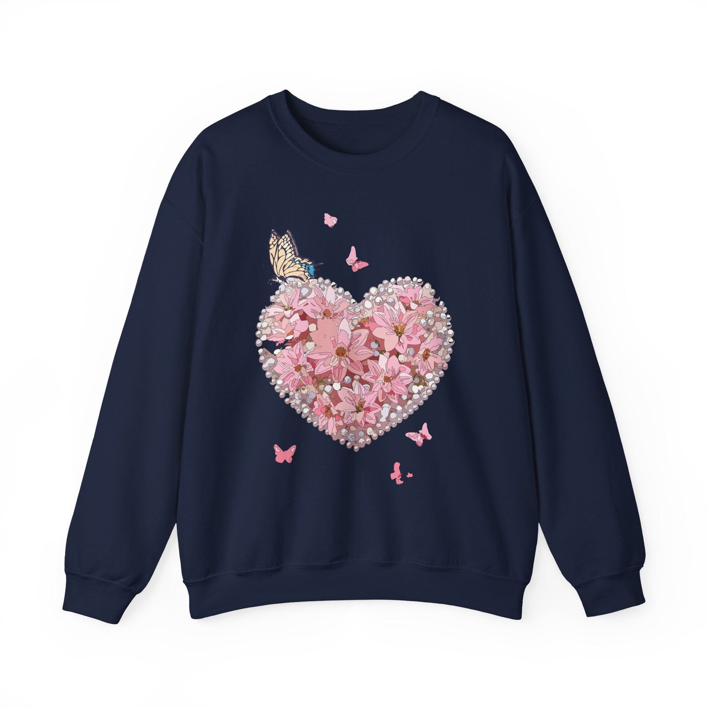 Unisex Floral Heart Sweatshirt with Love Floral Design for Valentines Day Gift Idea