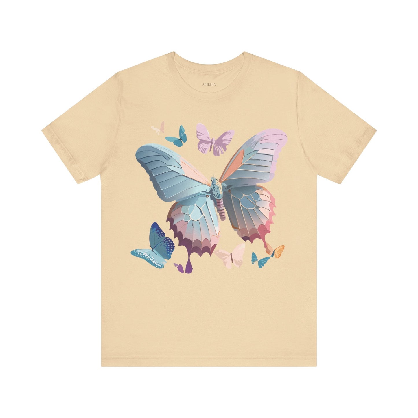Butterfly Graphic Short Sleeve Tee Unisex Vintage Art Shirt By Adelpha