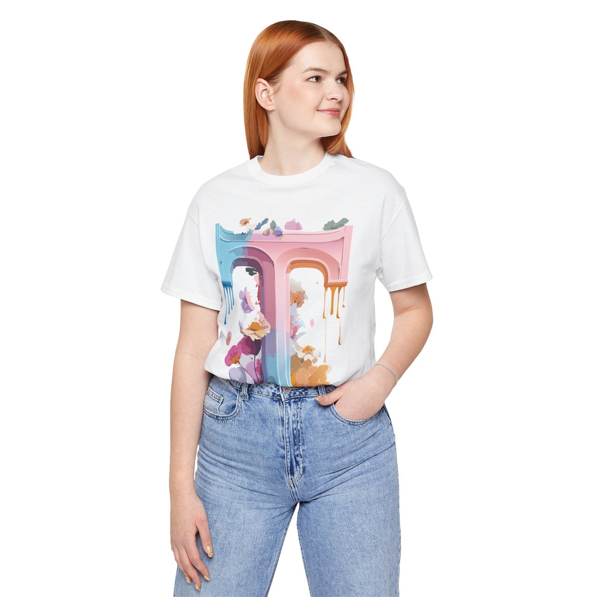 Letter T Graphic Unisex Cotton Bella+Canvas Tee with Art Letter Design