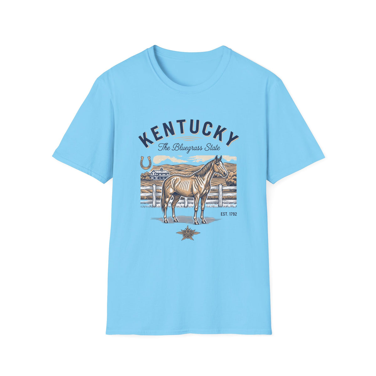 Kentucky Horse Ranch T‑Shirt — The Bluegrass State Travel Tourist Graphic Design Unisex 100 Cotton Gildan T-Shirt