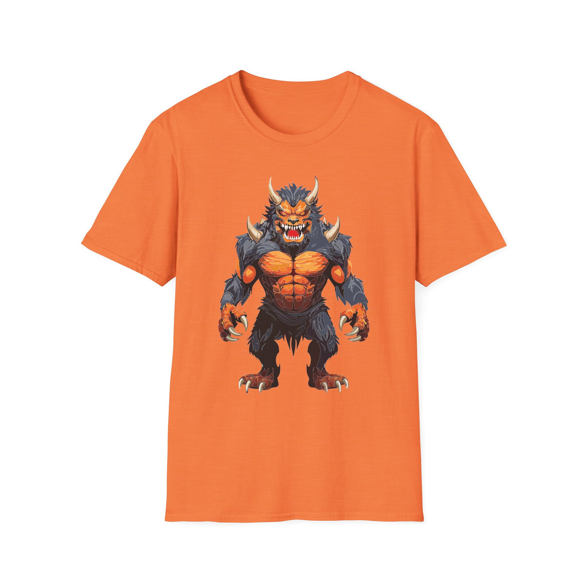 Werewolf Monster T-Shirt — Fierce Fiery Beast Cartoon Graphic Tee Unisex 100 Cotton Gildan T-Shirt