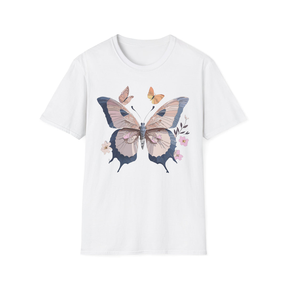 Pastel Butterfly Floral Wings Graphic Design Unisex 100 Cotton Gildan T-Shirt