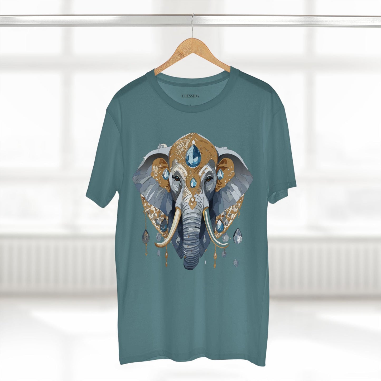 Elephant Graphic Unisex 100 Cotton Tee With Unique Animal Golden Medallion Art Design 36
