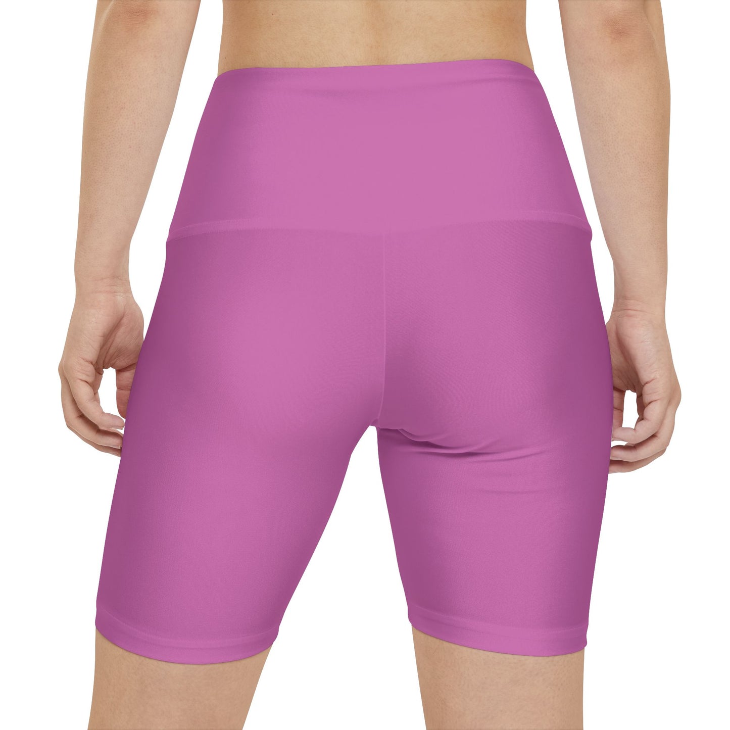 Petal Pink Women's Workout Shorts — Solid High-Waist Biker Shorts for Exercise & Everyday Wear
