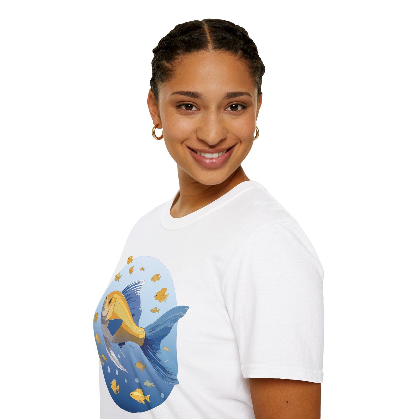 Fish Art Graphic Tee Shirt For Men And Women Unisex Cotton Softstyle Tee With Fish Artwork Design