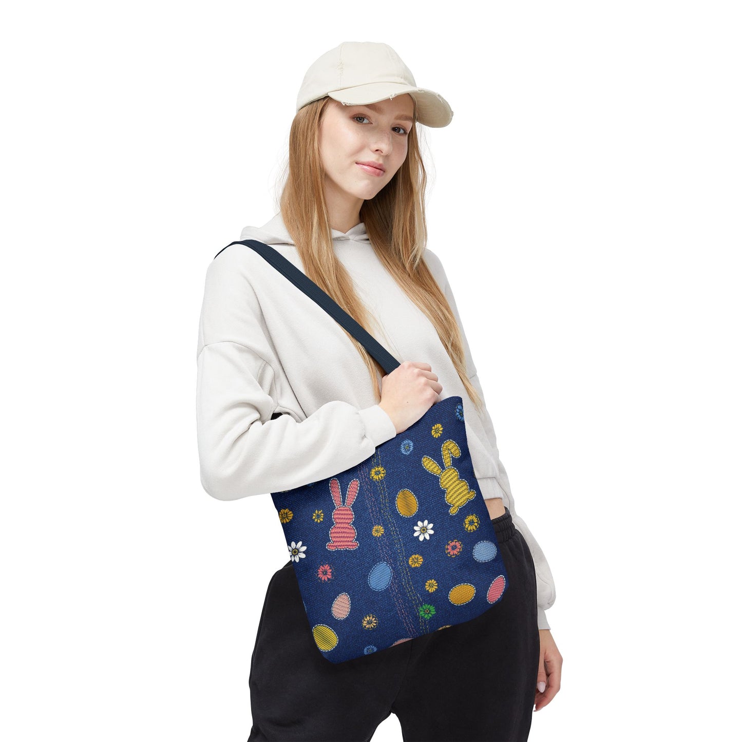 Easter Graphic Design Denim Fabric Imitation Print Unisex Canvas Bag Poly Spun 3 Sizes Tote Bag 204-4