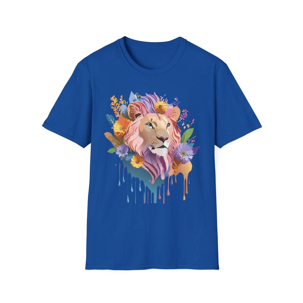 Floral Watercolor Lion T-Shirt | Colorful Lion Portrait Tee
