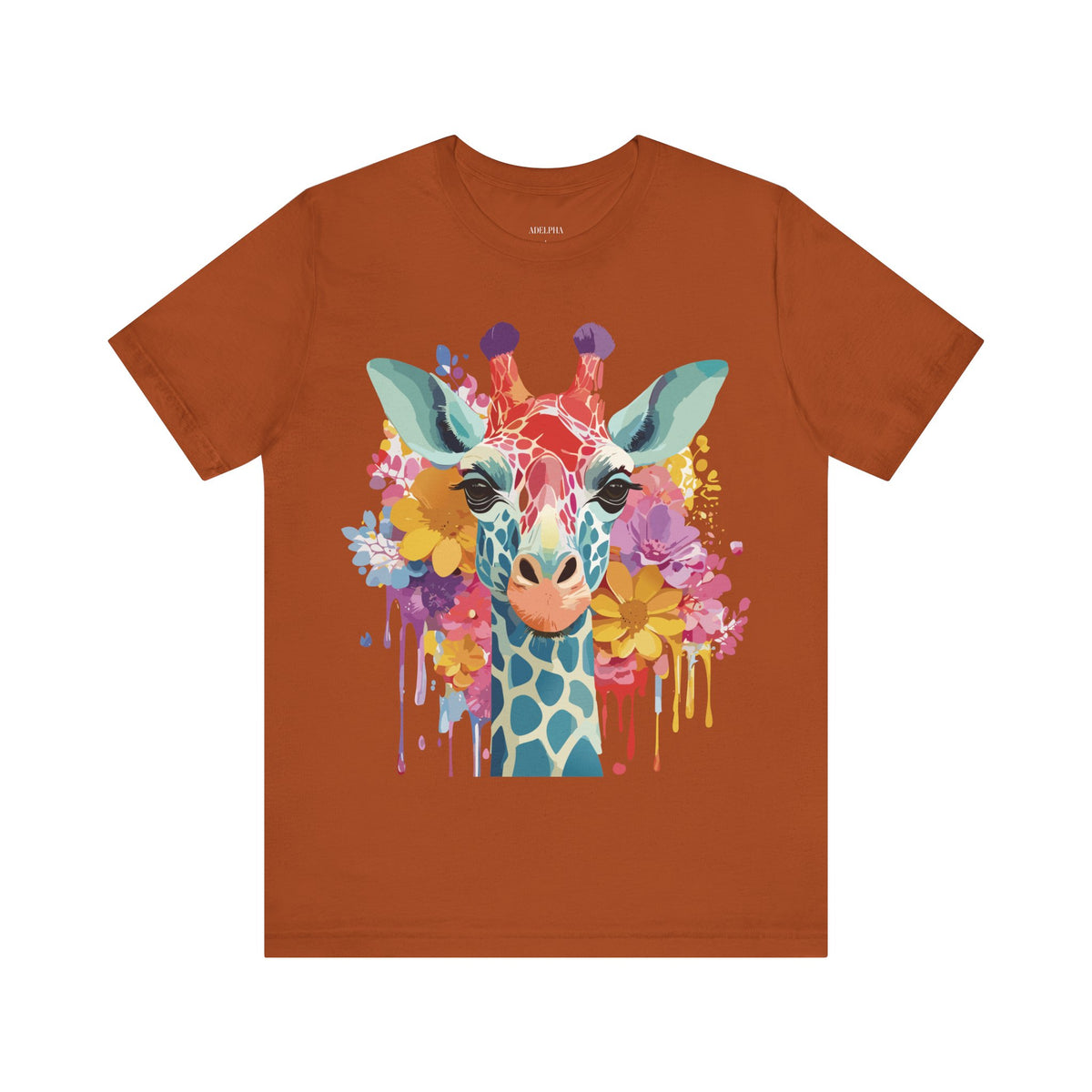 Giraffe Graphic Unisex Cotton Bella+Canvas Tee with Art Animal Design e19