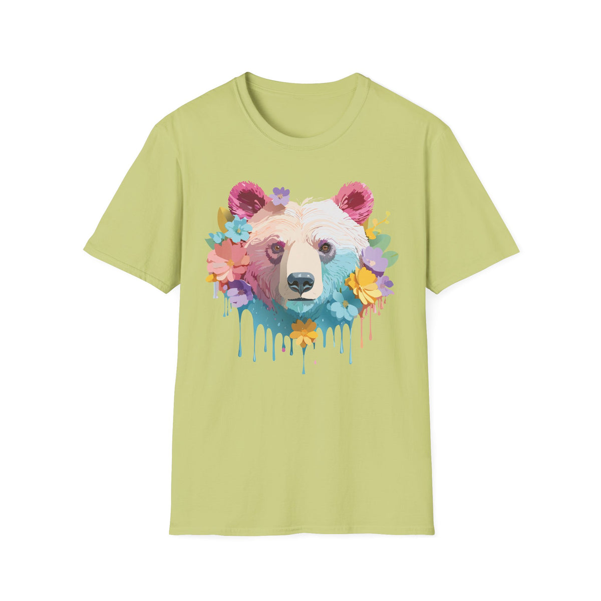 Colorful Floral Bear T-Shirt | Watercolor Drip Bear Tee