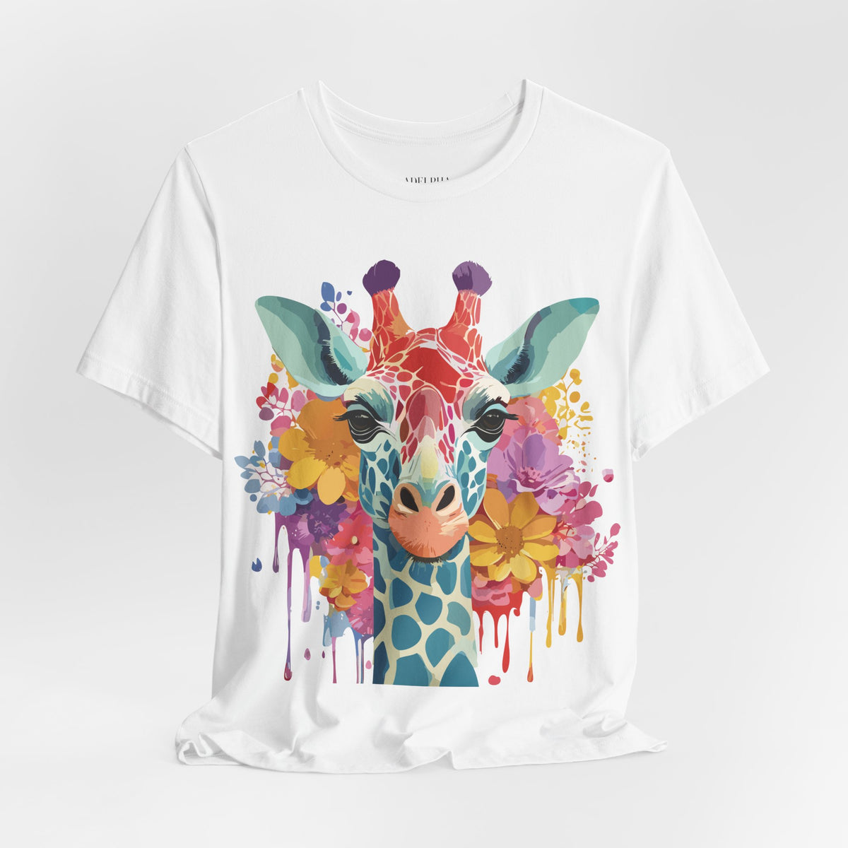 Giraffe Graphic Unisex Cotton Bella+Canvas Tee with Art Animal Design e17