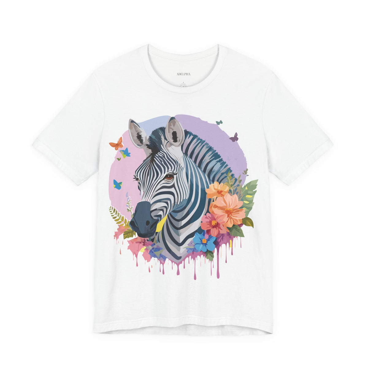 Zebra Graphic Unisex Cotton Bella+Canvas Tee with Art Animal Design e78