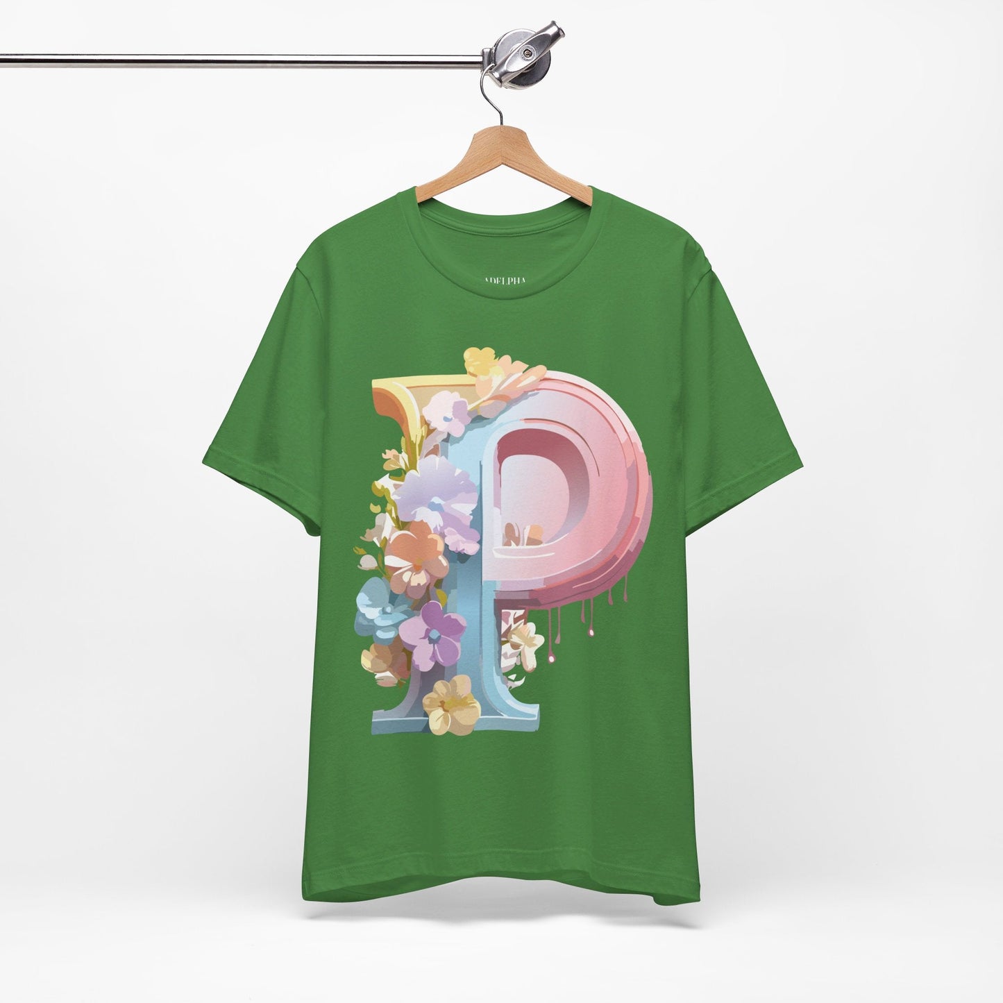 Letter P Shirt Graphic Tee Unisex Jersey Short Sleeve Adelpha Vintage Inspired Artwork