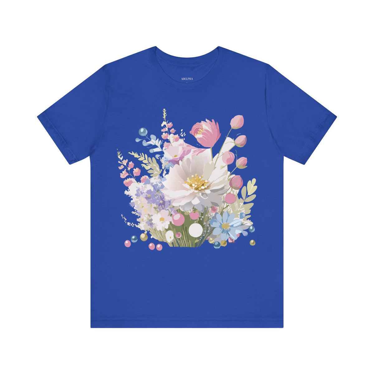 Floral Graphic Unisex Cotton Bella+Canvas Tee with Flowers Art Design n121