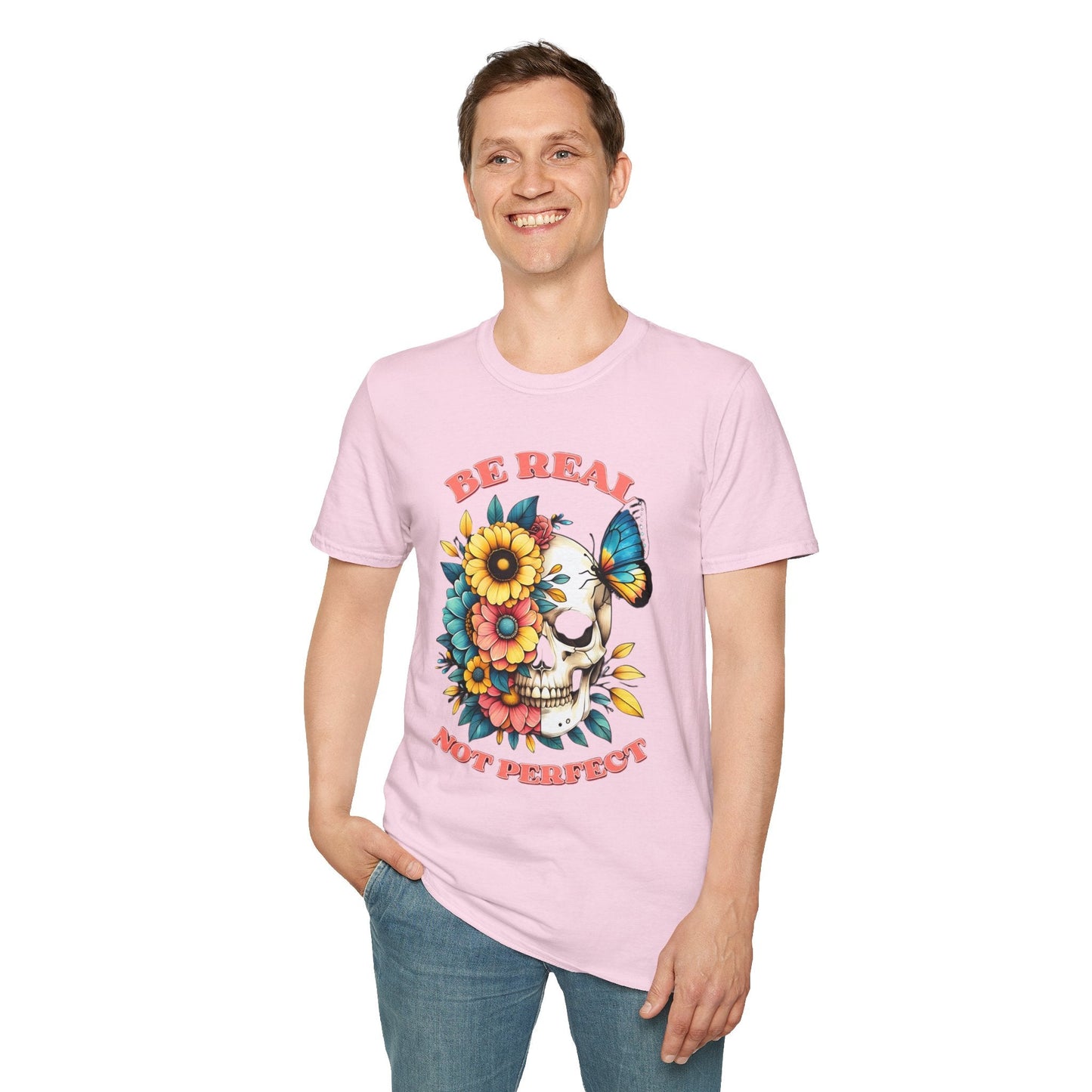 Gildan Skull Tee Shirt Unisex Skeleton Print Tee 100 Percent Ring Spun Cotton Softstyle