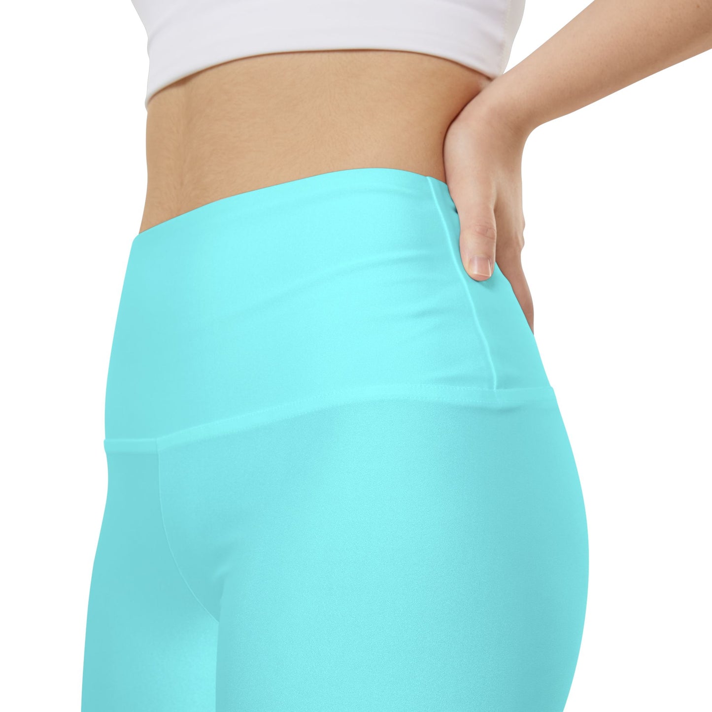 Pale Cyan Women's Workout Shorts — Solid High-Waist Biker Shorts for Exercise & Everyday Wear