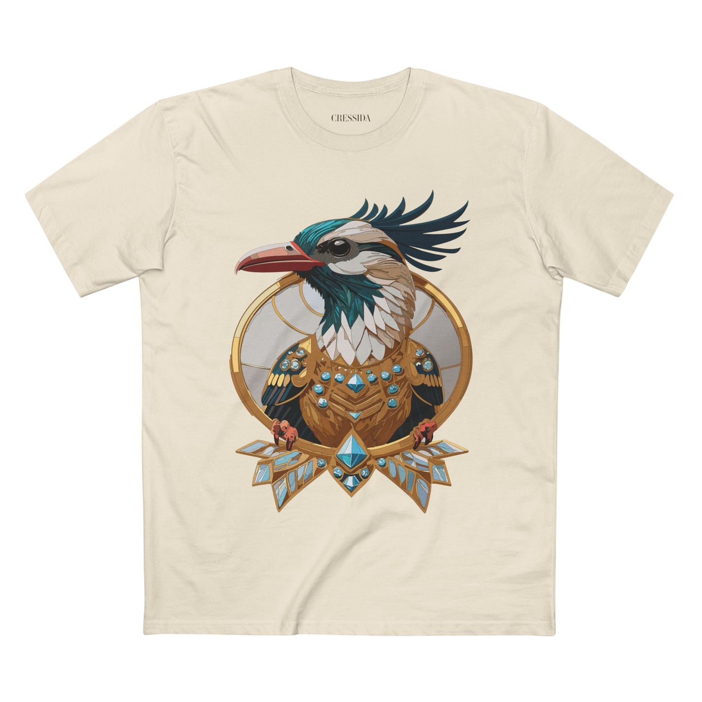 Bird Graphic Unisex 100 Cotton Tee With Unique Animal Golden Medallion Art Design 19