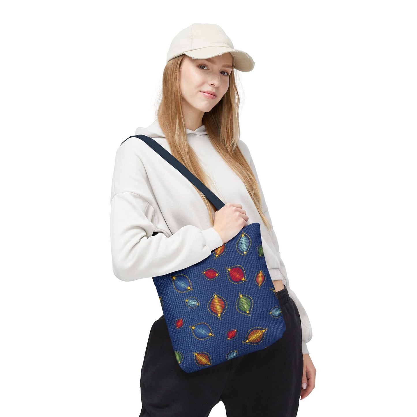 Diwali Graphic Denim Fabric Imitation Print Unisex Canvas Bag Poly Spun 3 Sizes Tote Bag 205-9