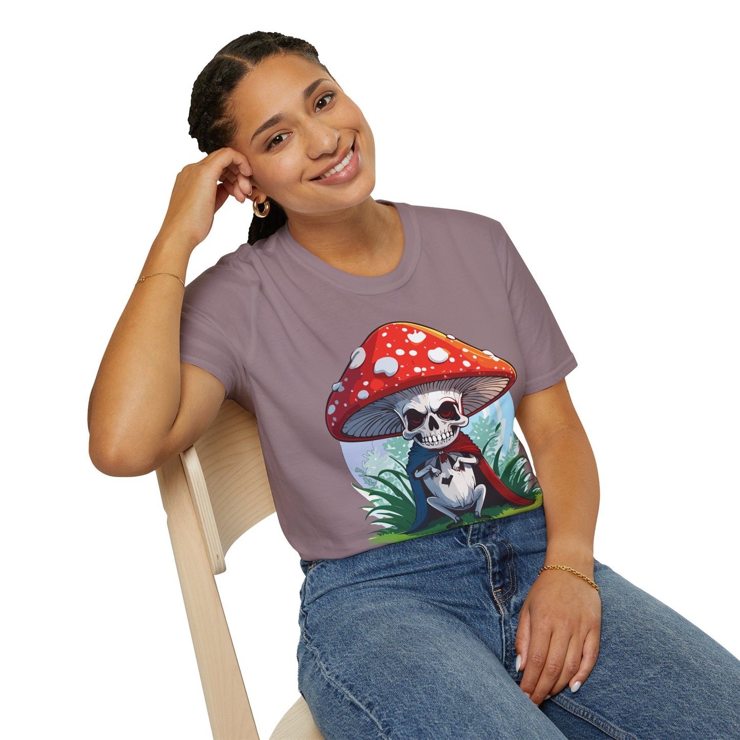 Funny Mashroom Graphic Unisex Softstyle Cotton With Cartoon Illustration Design 15